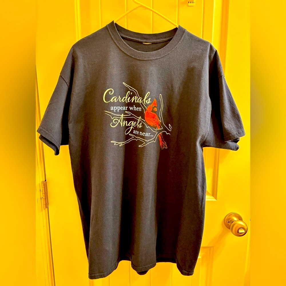 Blue T-Shirt with Cardinal Graphic Birds